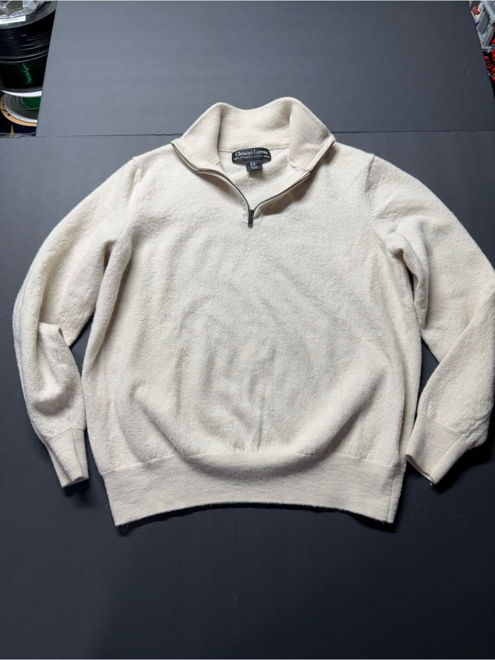 Christian Lacroix Men's Cream Half-Zip Knit Pullover